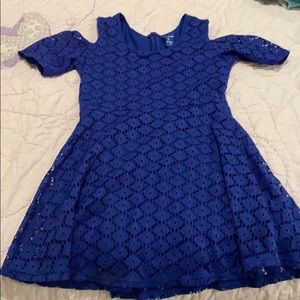 Blue off the shoulder dress. Kids medium